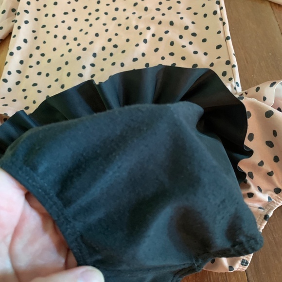 H&M Baby Girls Long Sleeve Pink Black Polka Dot 2 Piece Swim Rashguard - Picture 4 of 5